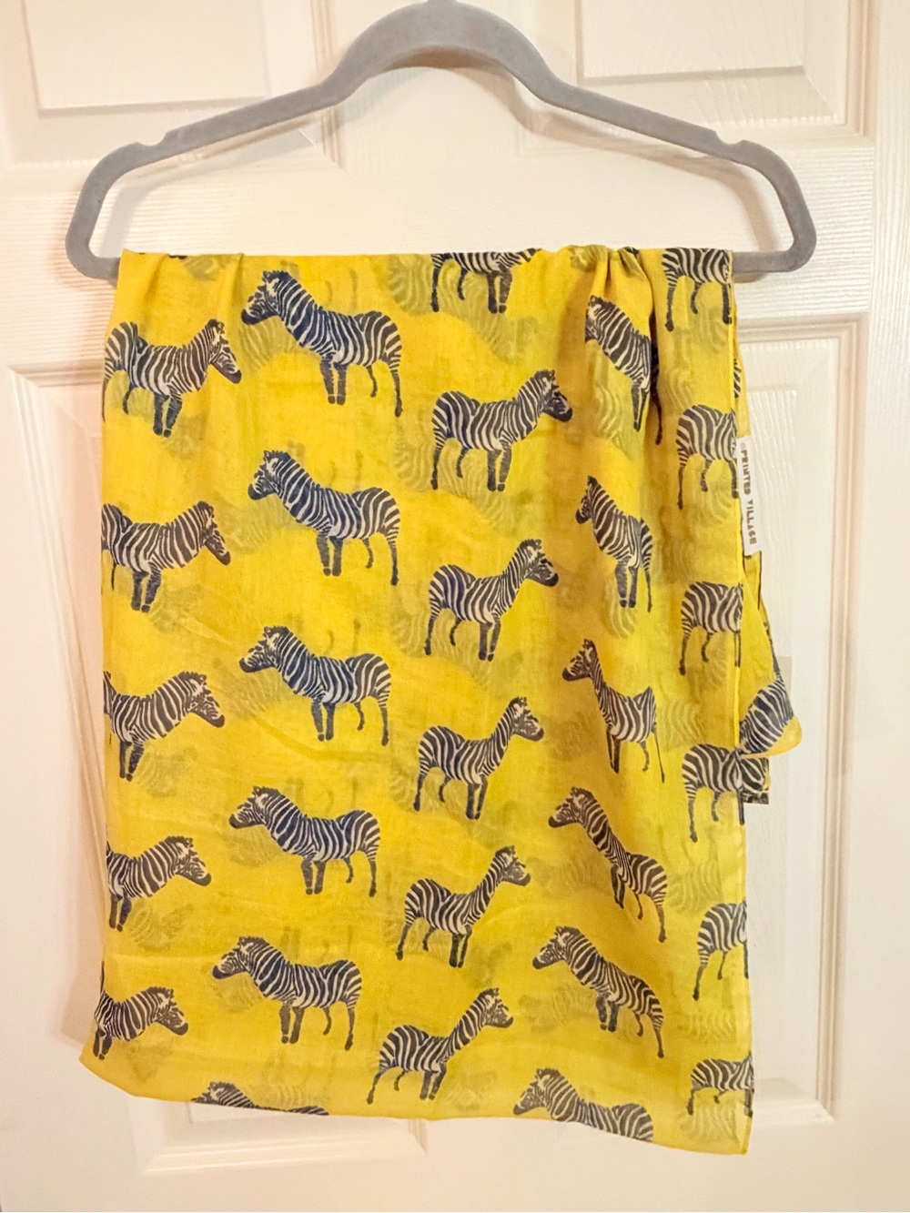 Printed Village Zebra Crossing Yellow Scarf NWT 38 x 72